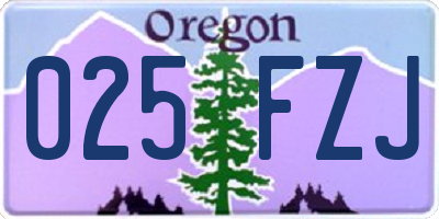 OR license plate 025FZJ