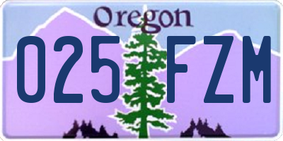 OR license plate 025FZM