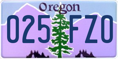 OR license plate 025FZO