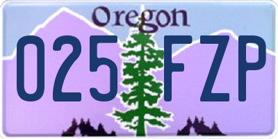 OR license plate 025FZP