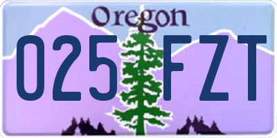 OR license plate 025FZT