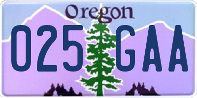 OR license plate 025GAA