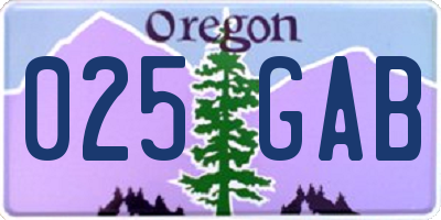 OR license plate 025GAB