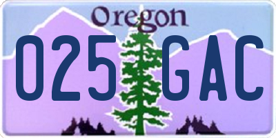 OR license plate 025GAC