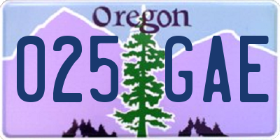 OR license plate 025GAE