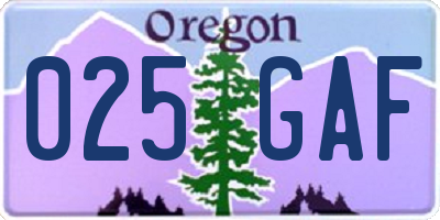 OR license plate 025GAF