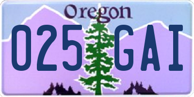 OR license plate 025GAI