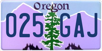 OR license plate 025GAJ