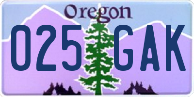OR license plate 025GAK