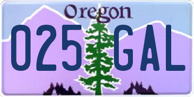 OR license plate 025GAL