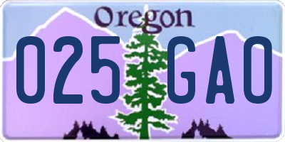 OR license plate 025GAO
