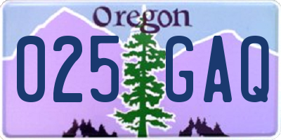 OR license plate 025GAQ