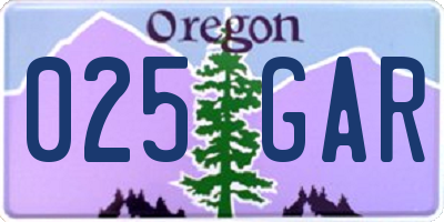 OR license plate 025GAR