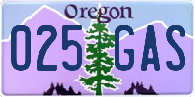 OR license plate 025GAS