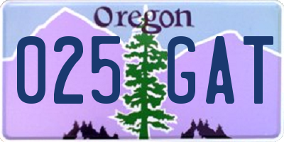 OR license plate 025GAT