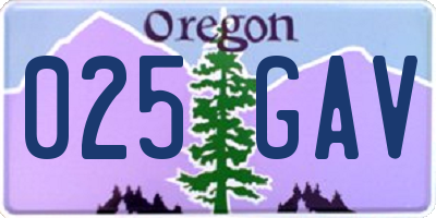 OR license plate 025GAV