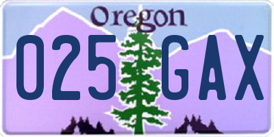 OR license plate 025GAX