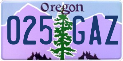 OR license plate 025GAZ