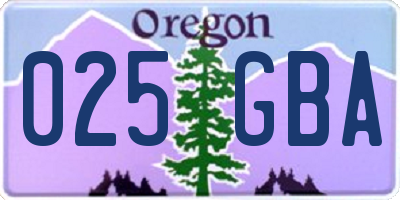 OR license plate 025GBA