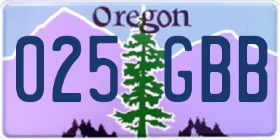 OR license plate 025GBB