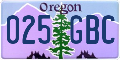 OR license plate 025GBC