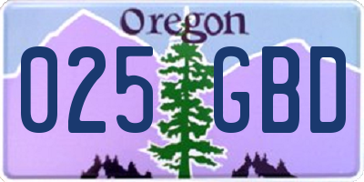 OR license plate 025GBD