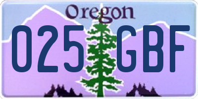 OR license plate 025GBF