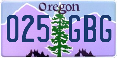 OR license plate 025GBG