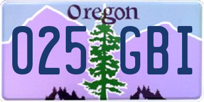 OR license plate 025GBI