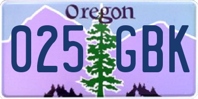 OR license plate 025GBK