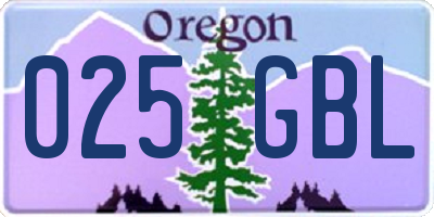 OR license plate 025GBL