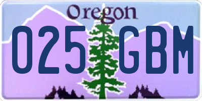 OR license plate 025GBM