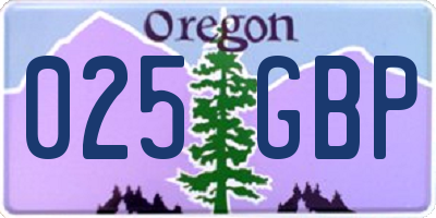 OR license plate 025GBP