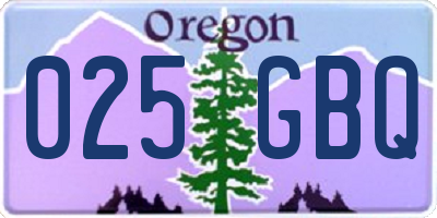 OR license plate 025GBQ