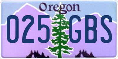 OR license plate 025GBS