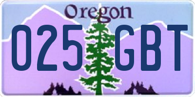 OR license plate 025GBT