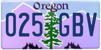 OR license plate 025GBV