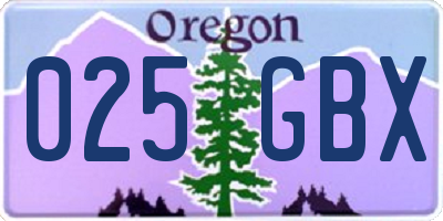 OR license plate 025GBX