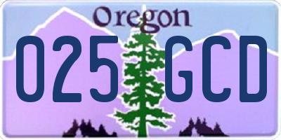 OR license plate 025GCD