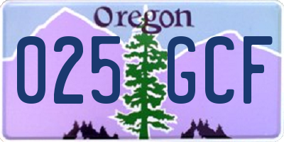 OR license plate 025GCF