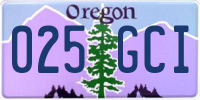 OR license plate 025GCI