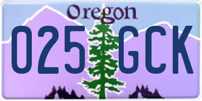 OR license plate 025GCK