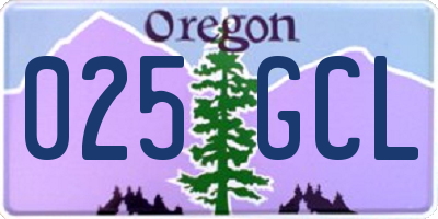 OR license plate 025GCL