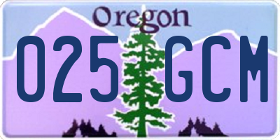 OR license plate 025GCM