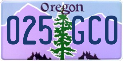 OR license plate 025GCO