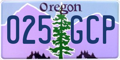 OR license plate 025GCP
