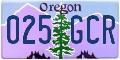 OR license plate 025GCR