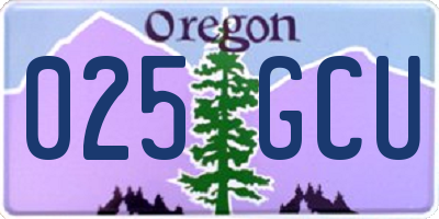 OR license plate 025GCU