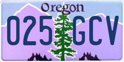 OR license plate 025GCV