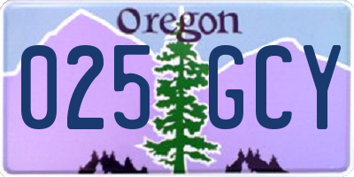 OR license plate 025GCY